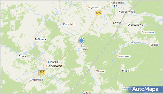 mapa Istok, Istok gmina Dubicze Cerkiewne na mapie Targeo